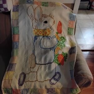 Embroidered Bunny Blanket with Vibrant Colors